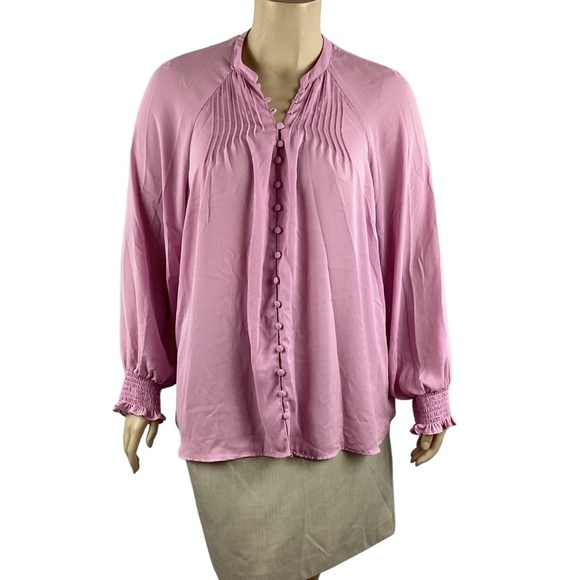 Torrid Mauve Mist Georgette Smocked Blouson Sleeve Blouse Size 2X Feminine Boho - Picture 1 of 7